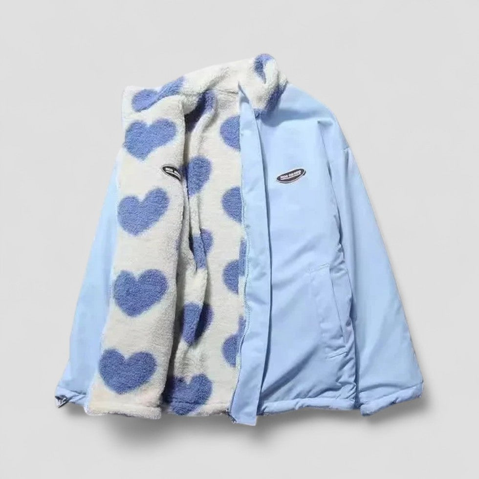 Reversible Puffer Jacket with Heart Print Lining 4