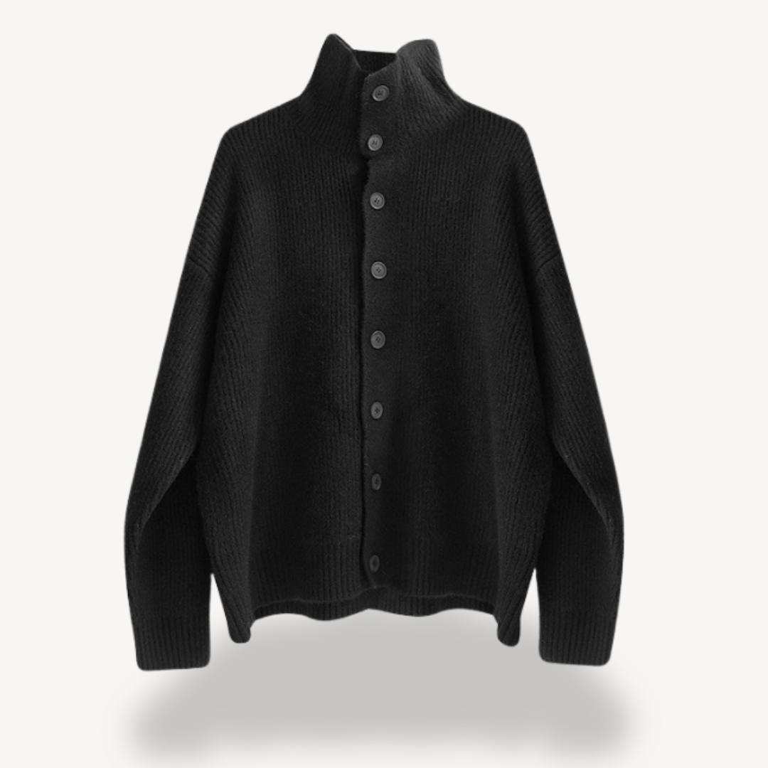 Ribbed Knit Button Cardigan for Men 1