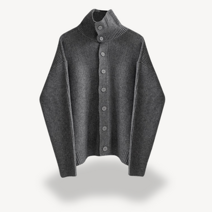 Ribbed Knit Button Cardigan for Men 3