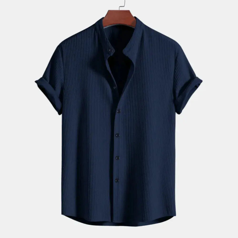 Ribbed Shirt For Men | Tailored Fit | Navy Blue