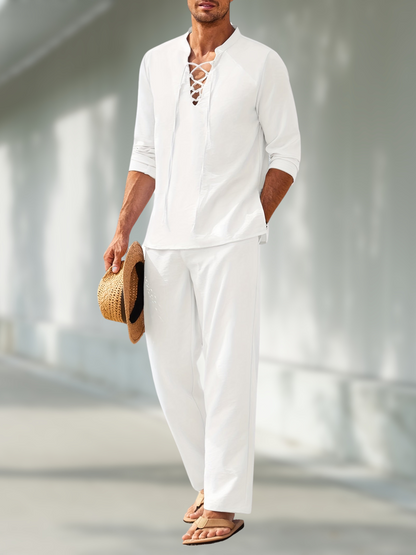 Riven | Men’s PJs Set – Lightweight, Casual & Stylish Shorts and Shirt Set 0