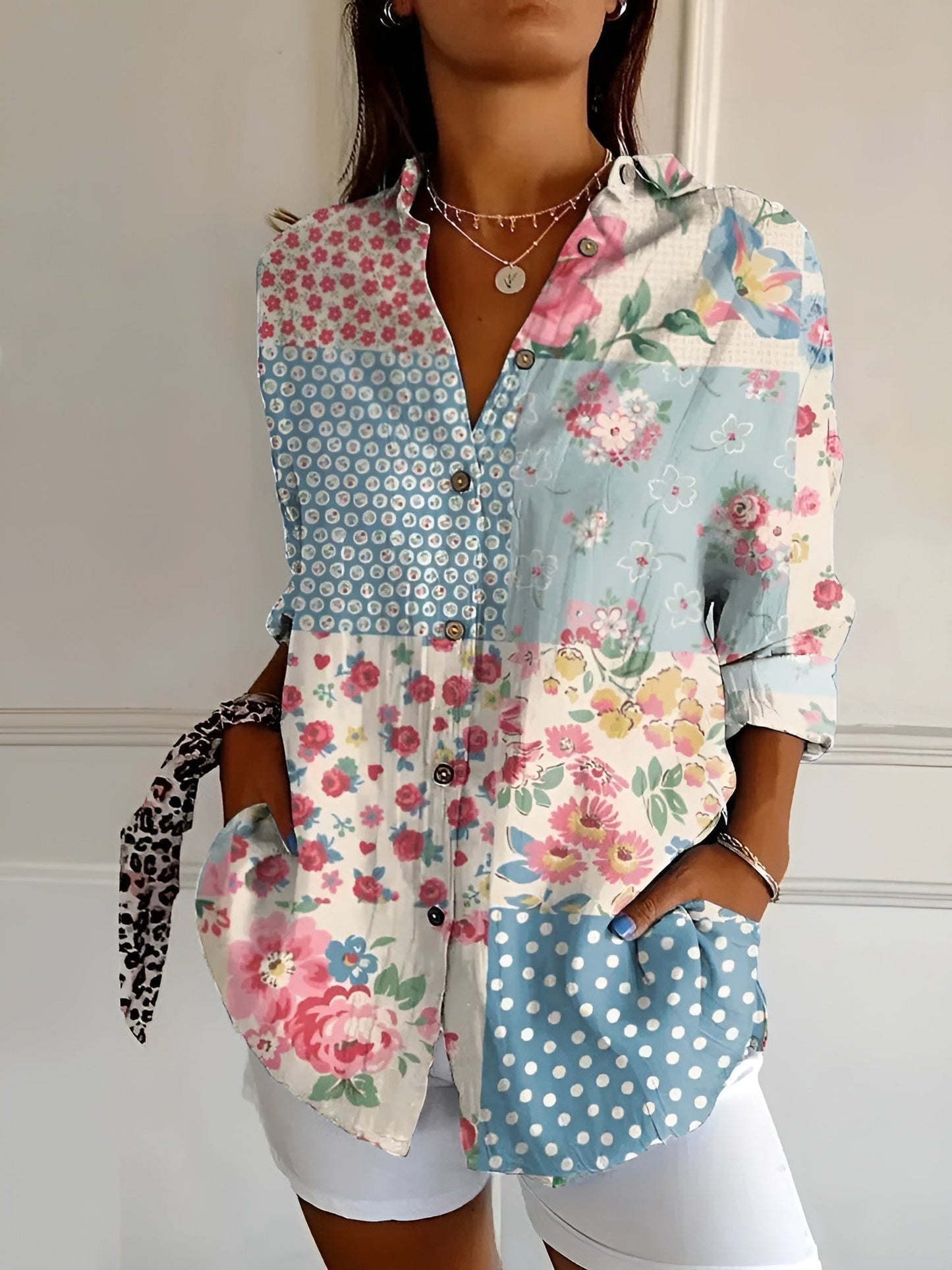 Casual Floral Short Sleeve Button Shirt