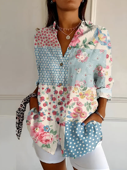 Casual Floral Short Sleeve Button Shirt