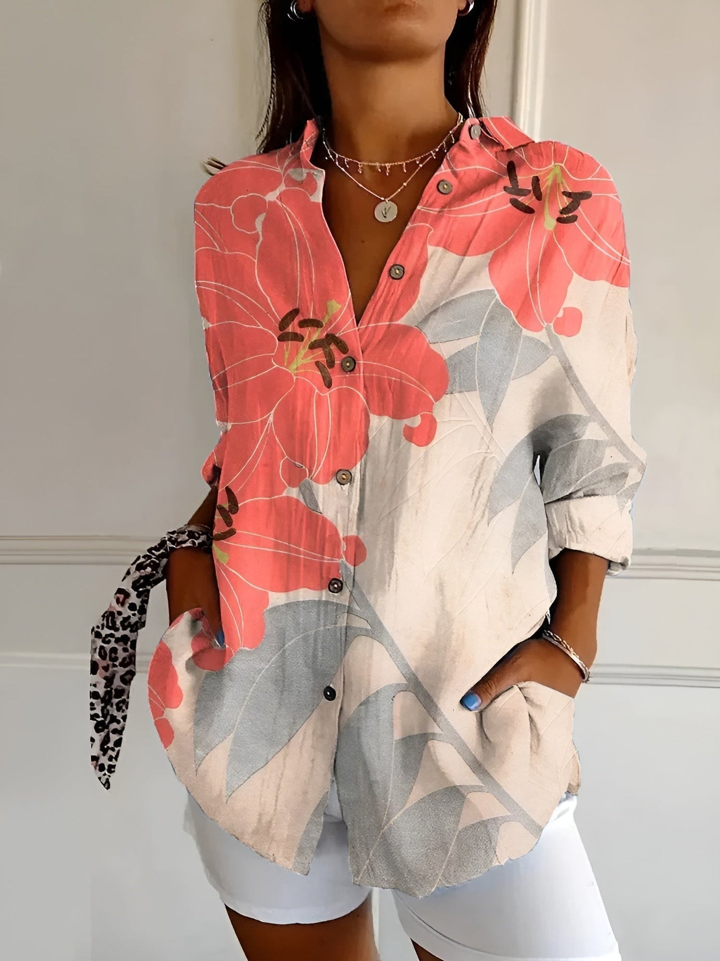 Casual Floral Short Sleeve Button Shirt