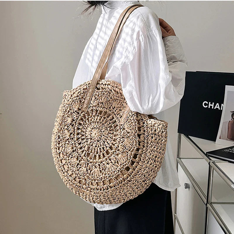 Yogodlns | Large Straw Beach Tote Bag for Women-1
