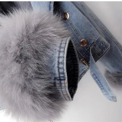Willow | Faux fur collar denim jacket
