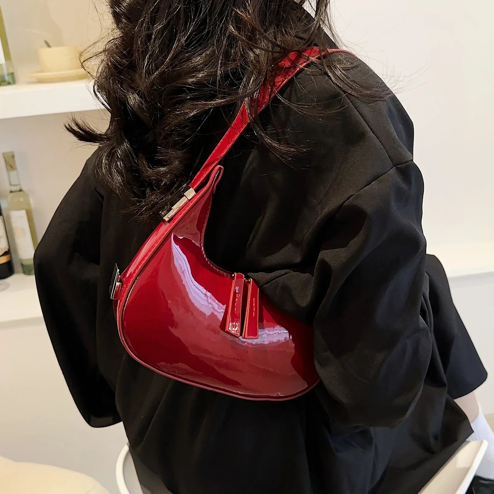 Crescent Charm | Black Shoulder Bag for Women 3