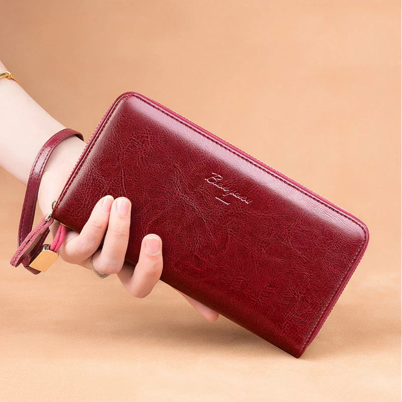 Premium Leather Travel Clutch Wallet with Phone Pocket