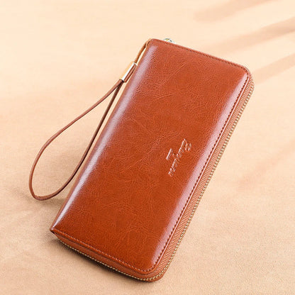 Premium Leather Travel Clutch Wallet with Phone Pocket