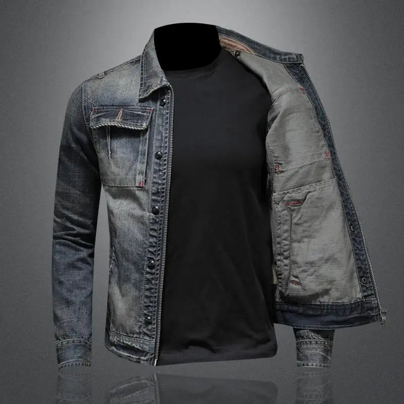 Vintage Patchwork Men's Leather Jacket