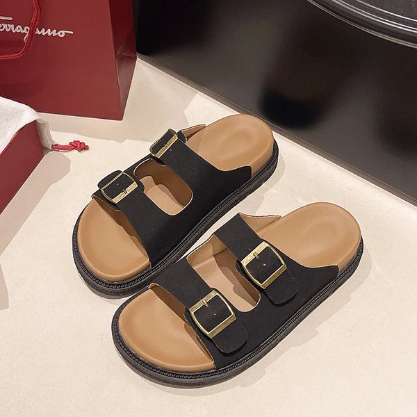 Comfortable Buckle Slide Sandal - Soft Everyday Shoes