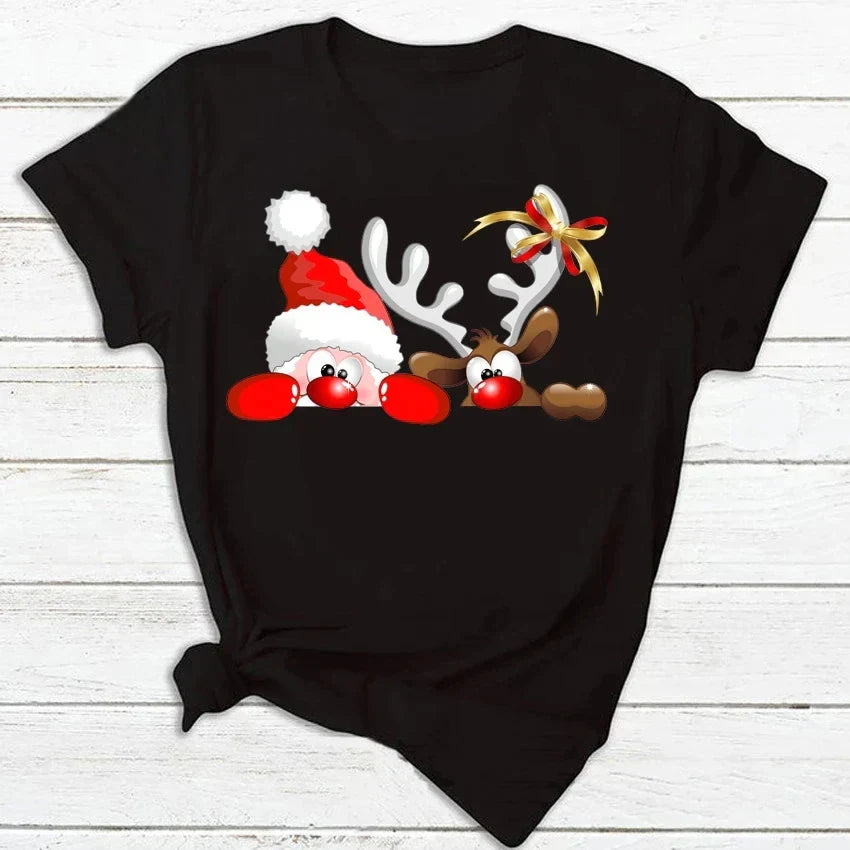 Ladies Christmas Reindeer Tee Shirt - Luxivelle