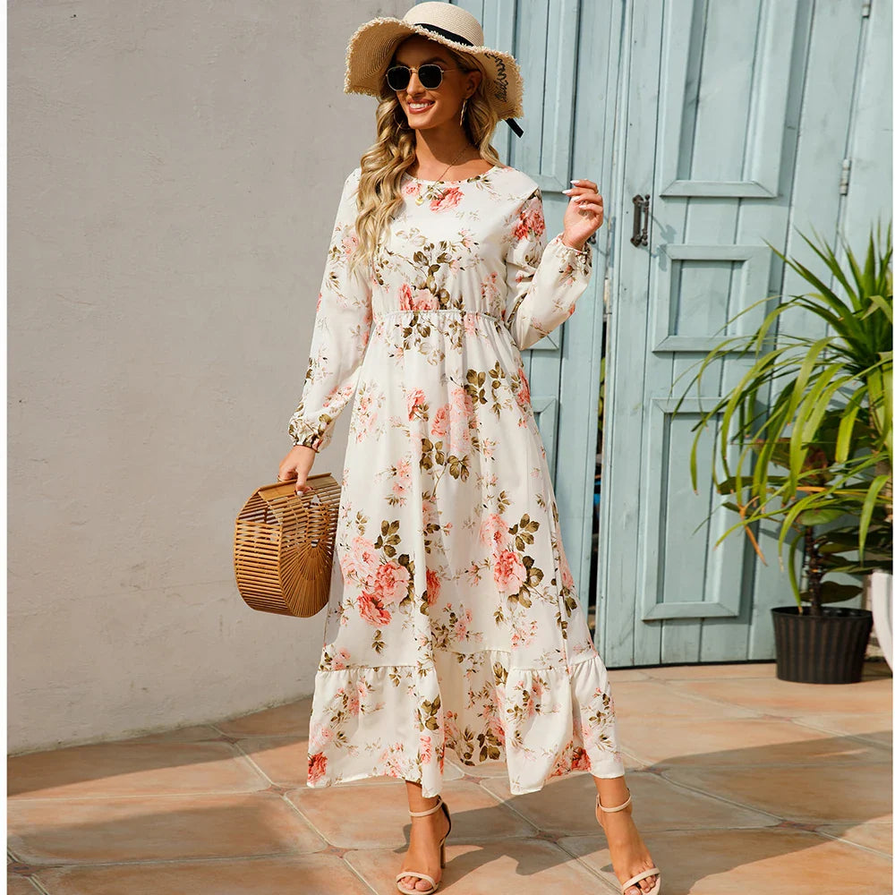 Variant image for Bella | Long Sleeve Floral Maxi Dress for Women-3