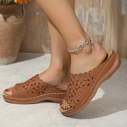 Pretty Flower Slide Sandals
