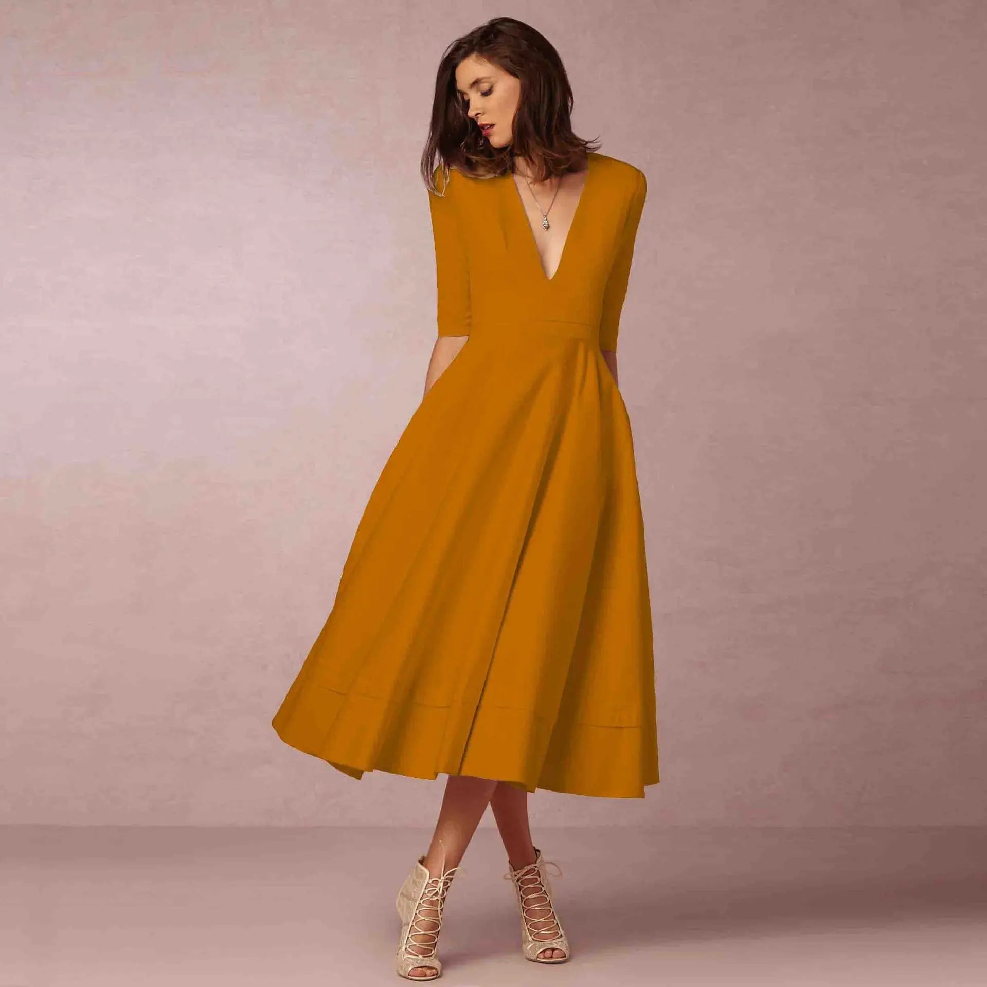 Variant image for Eyanose | Black Midi Evening Dress for Formal Weddings and Events-7