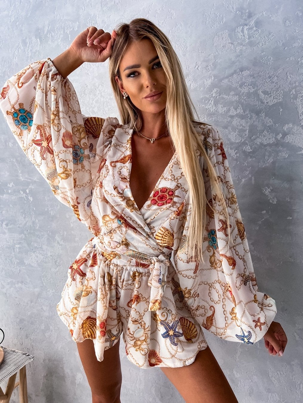 Ladies' Pretty Floral Sleeve Jumpsuit Romper