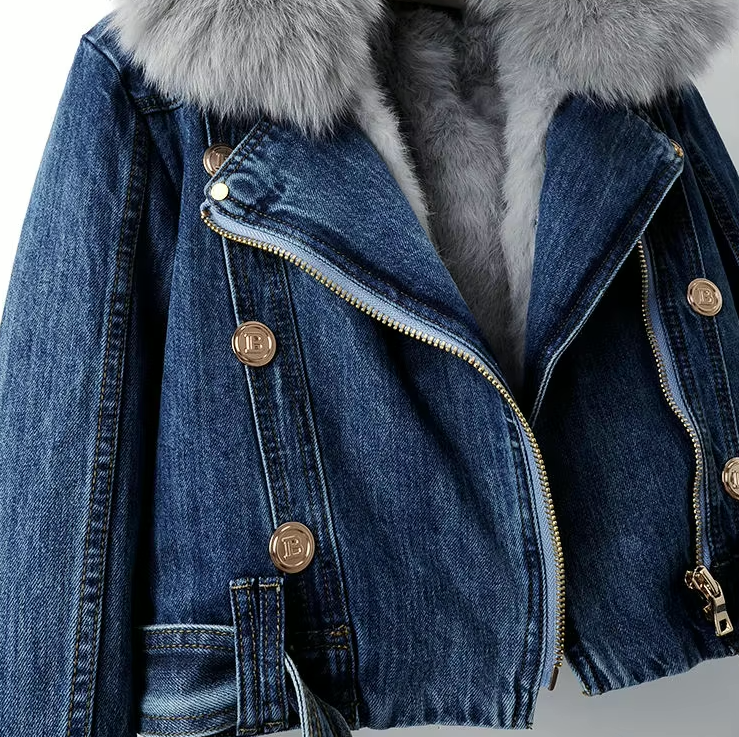 Willow | Faux fur collar denim jacket
