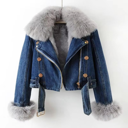 Willow | Faux fur collar denim jacket