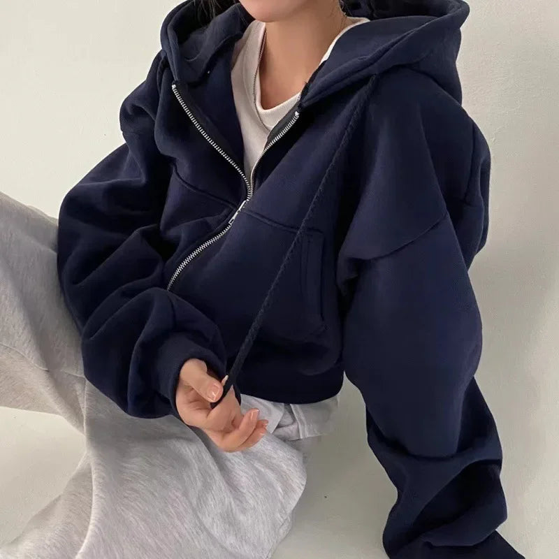 Feminine Hoodie Crop Top for Ladies