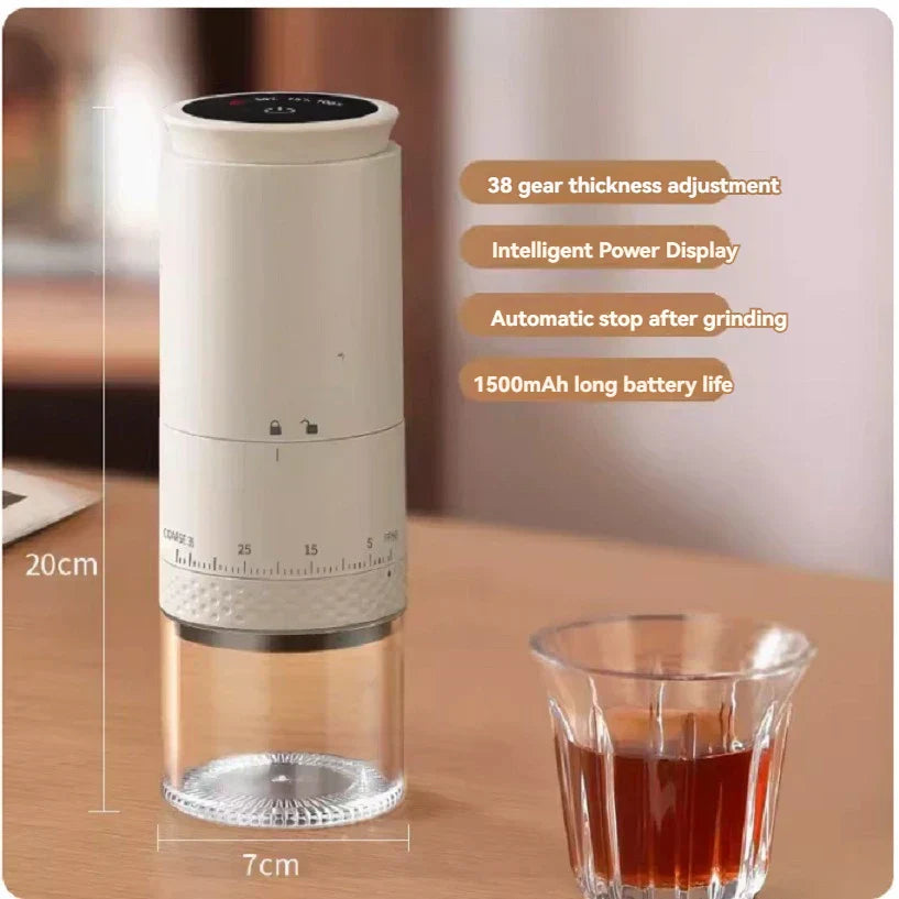 Compact Rechargeable Coffee Grinder with Adjustable Burr Mill