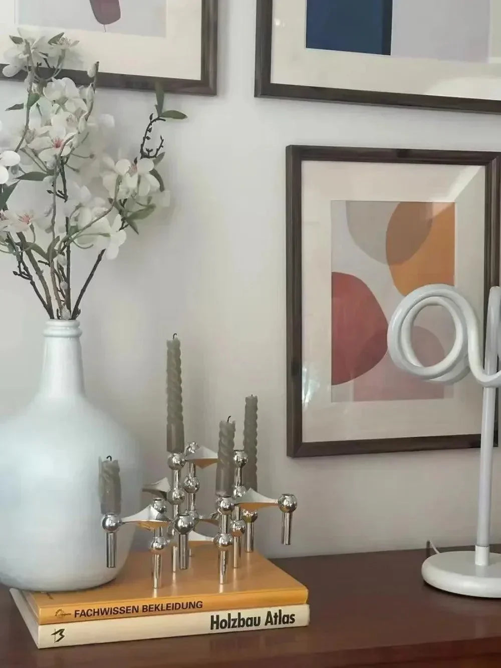 Contemporary Silver Metal Candle Stand