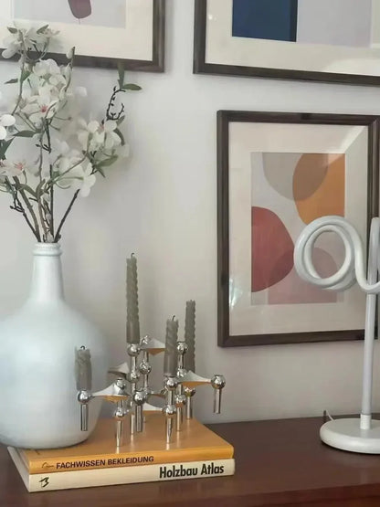 Contemporary Silver Metal Candle Stand