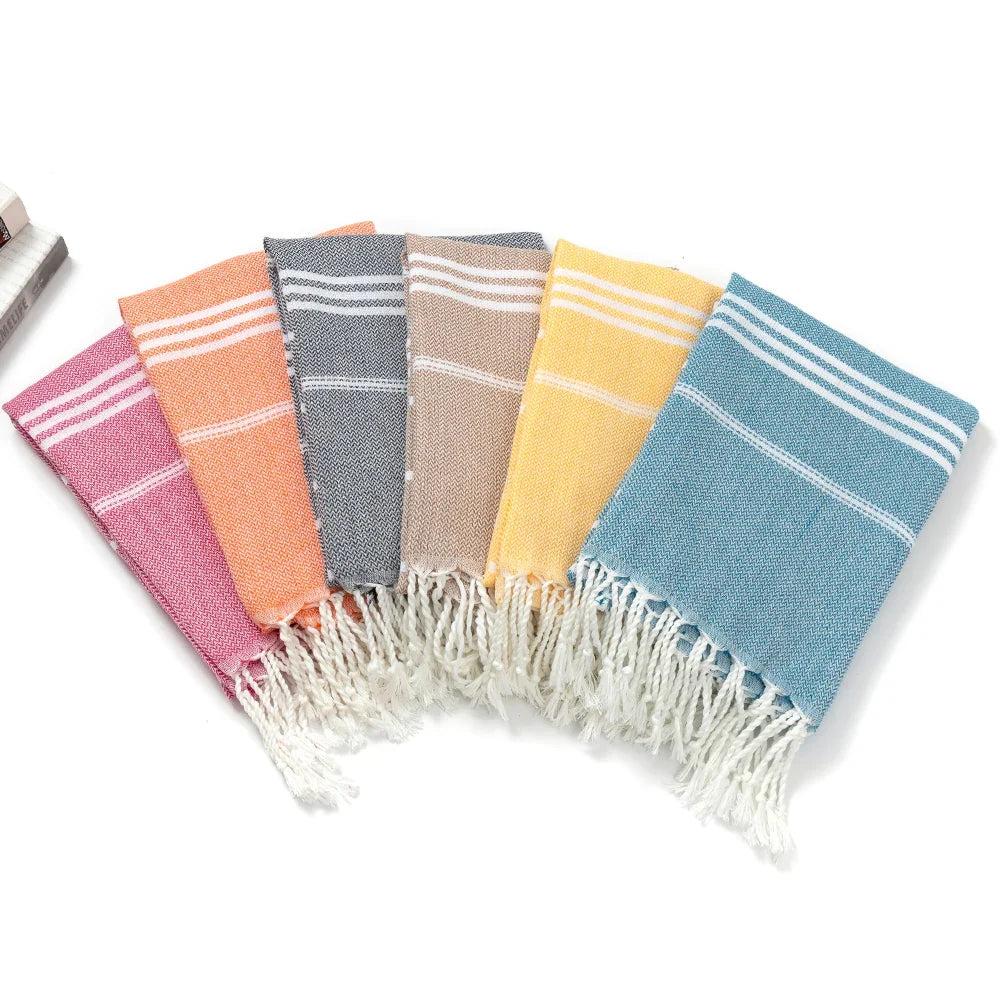 Colorful Beach Towels with Tassels, Striped Bath Towels