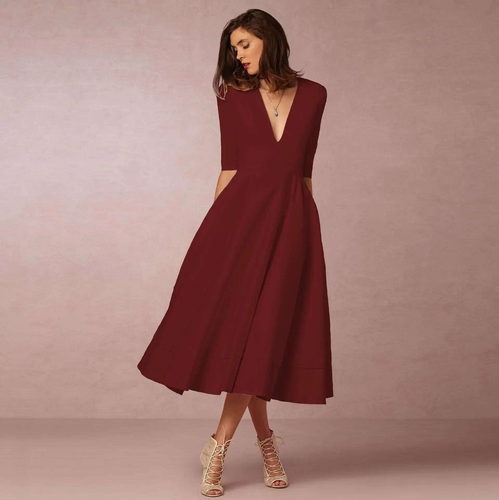 Variant image for Eyanose | Black Midi Evening Dress for Formal Weddings and Events-13