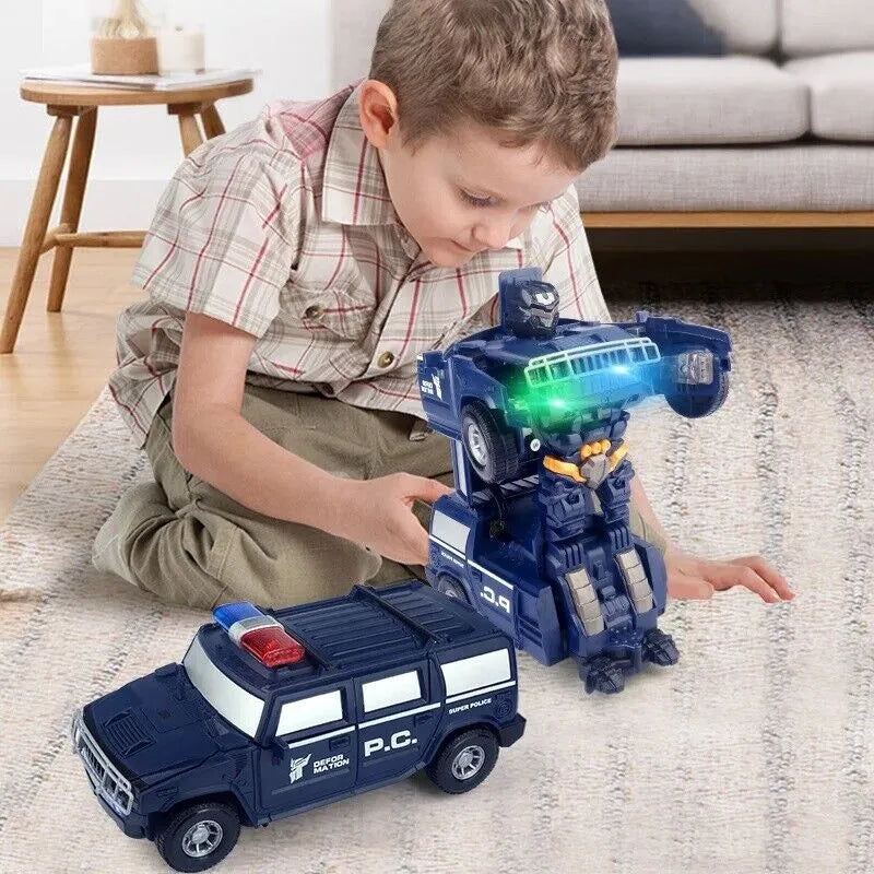 Cool 2-in-1 Police Robot Toy with Lights - Luxivelle