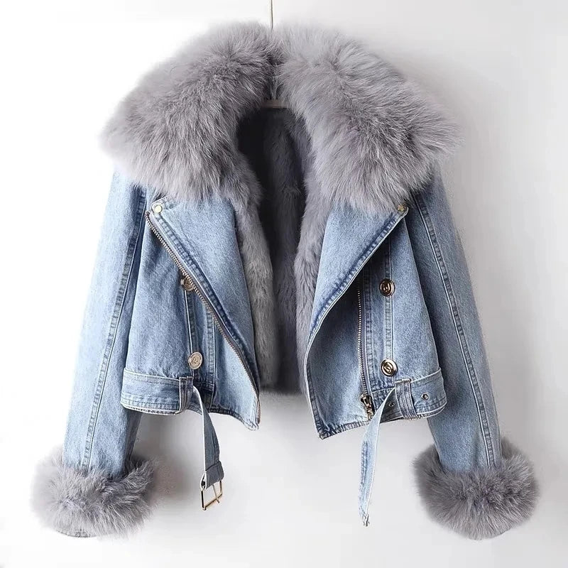 Willow | Faux fur collar denim jacket