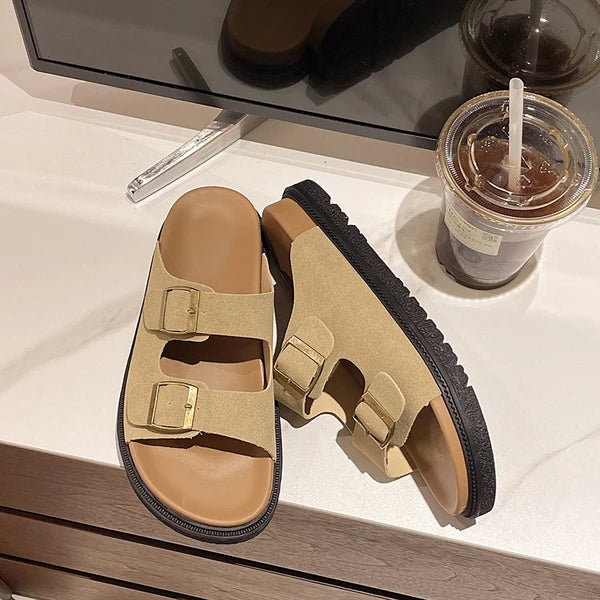 Comfortable Buckle Slide Sandal - Soft Everyday Shoes