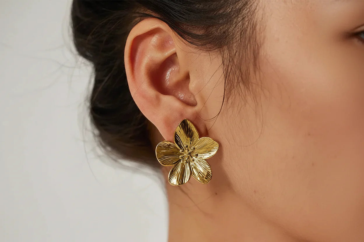 Classic Rose Gold Flower Earrings - Luxivelle