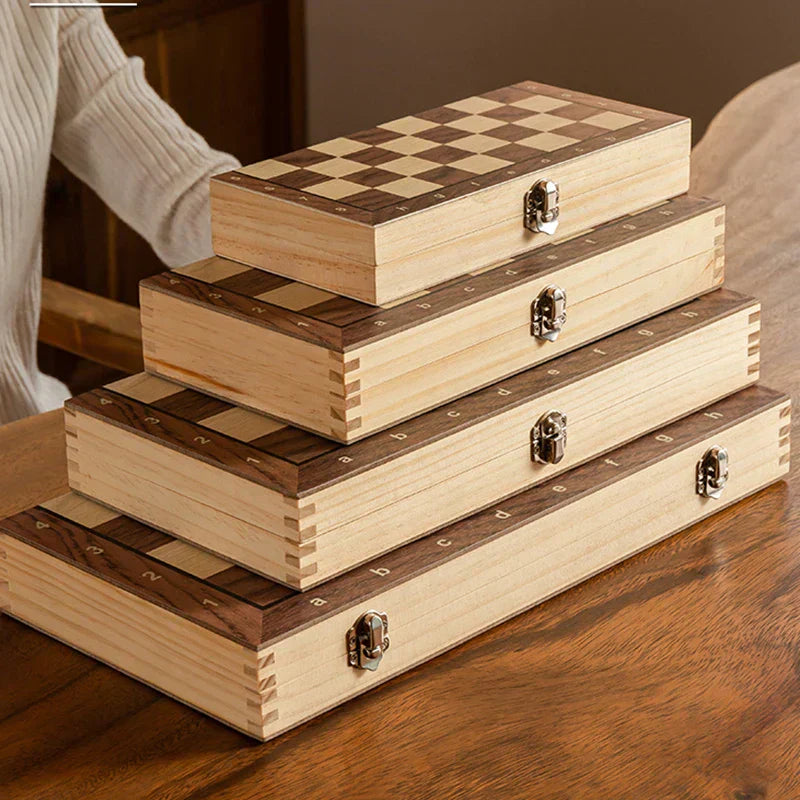 Portable Wooden Chess Board Set - Compact & Travel Size