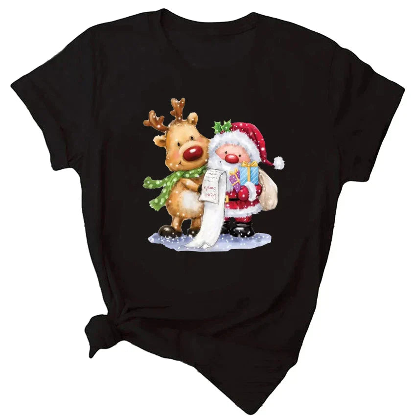 Ladies Christmas Reindeer Tee Shirt