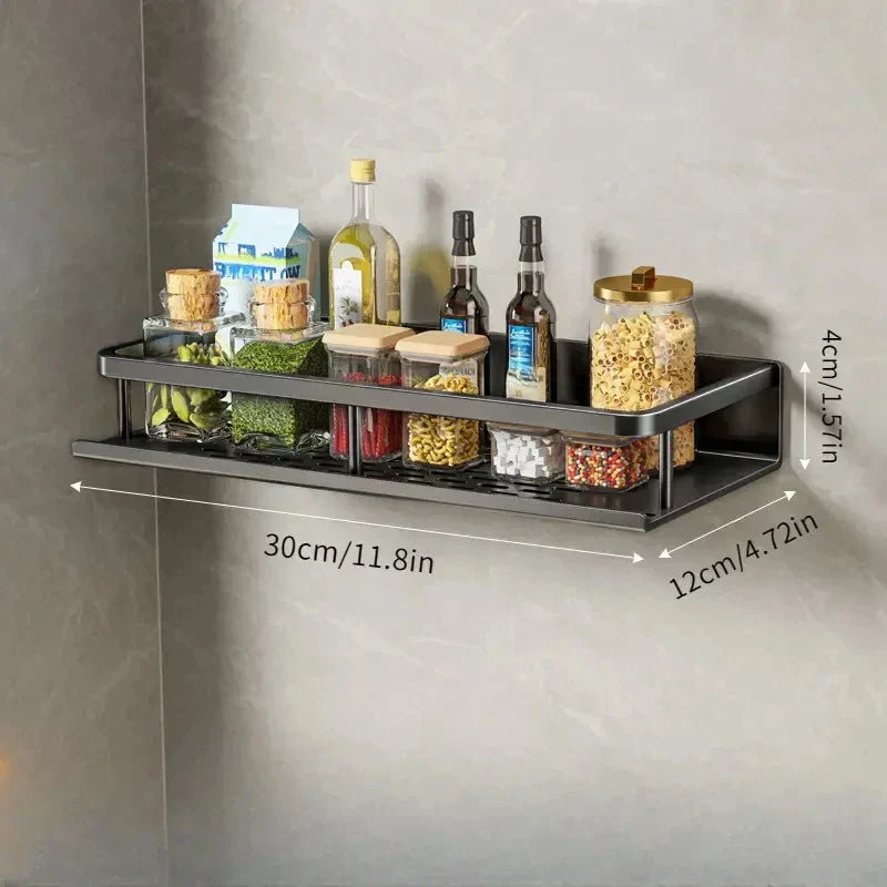 Space-Saving Kitchen Storage Rack with Tool Hooks
