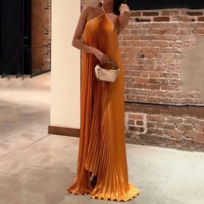 Elegant Ruffled Halter Maxi Dress