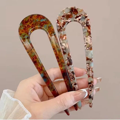 Chic Marble Hair Clips for Women Bun Maker