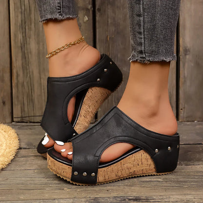 Metallic Buckle Block Heels