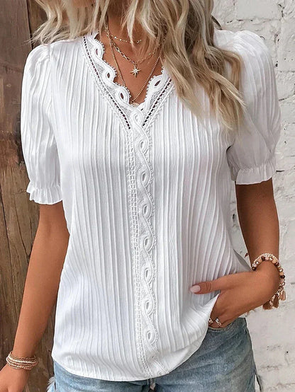Beautiful Blouse with Charming Lace Details - Luxivelle