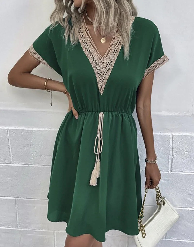 Fashionable V-Neck Bohemian Summer Dress