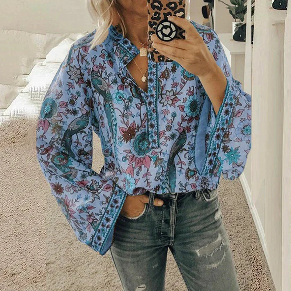 Vibrant Summer Peasant Top for Ladies