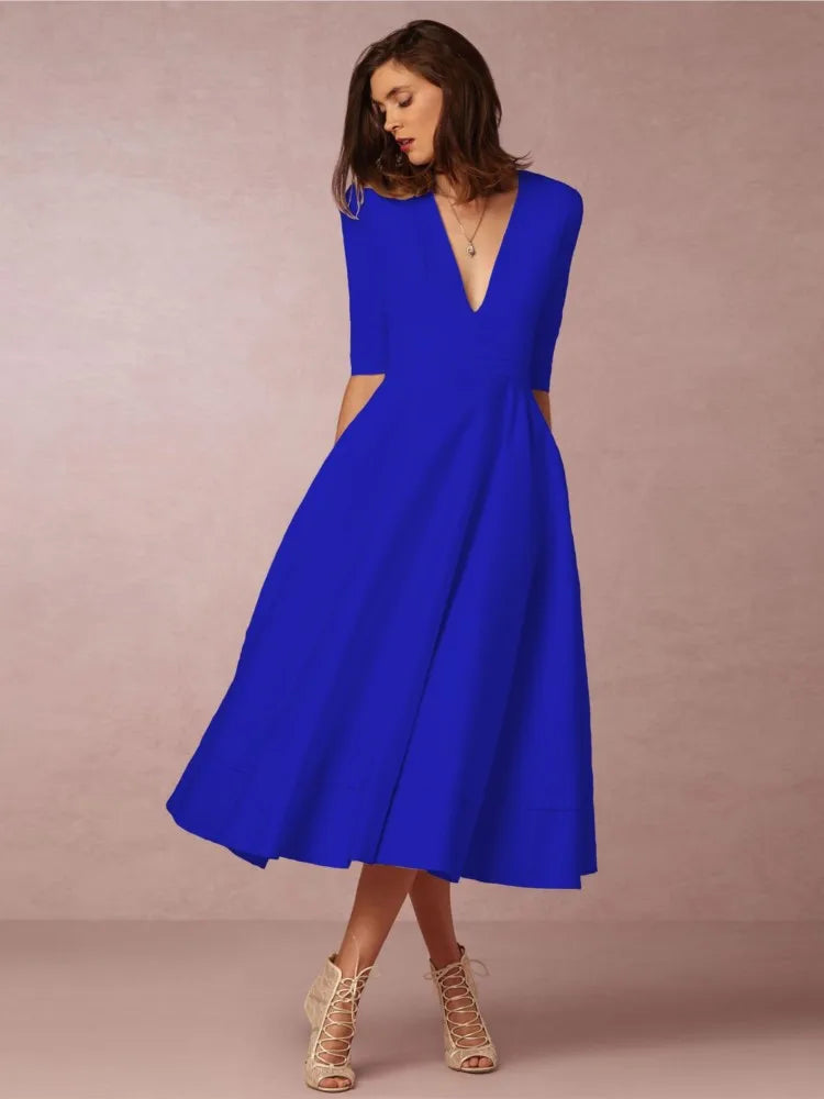 Eyanose | Black Midi Evening Dress for Formal Weddings and Events 4