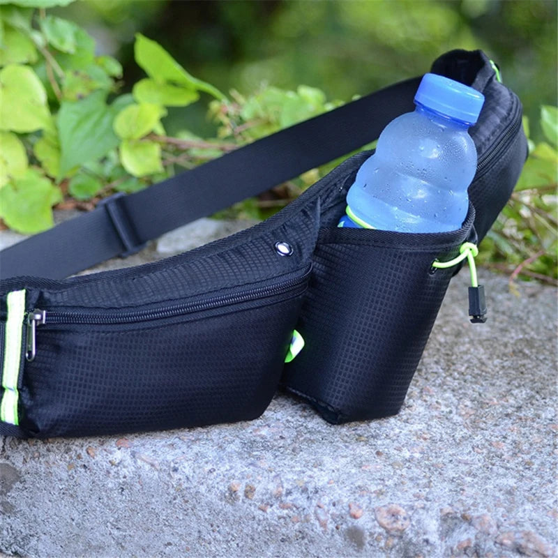 Waterproof Running Waist Belt with Bottle Holder & Pockets