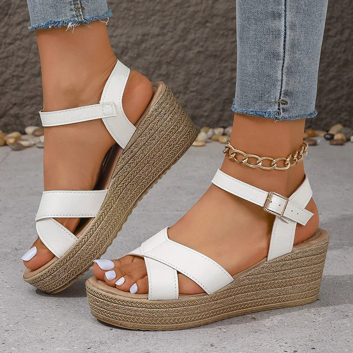 Stylish High Heel Wedge Sandals