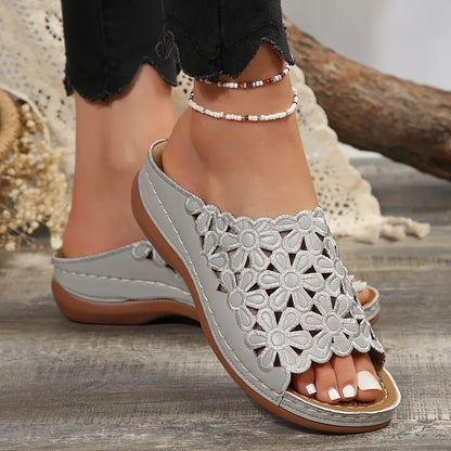 Pretty Flower Slide Sandals
