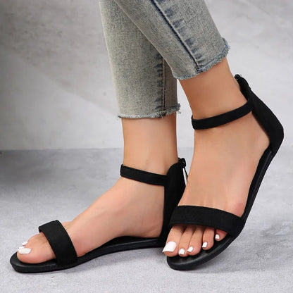 Chic Ladies Summer Heeled Sandals with Back Zip