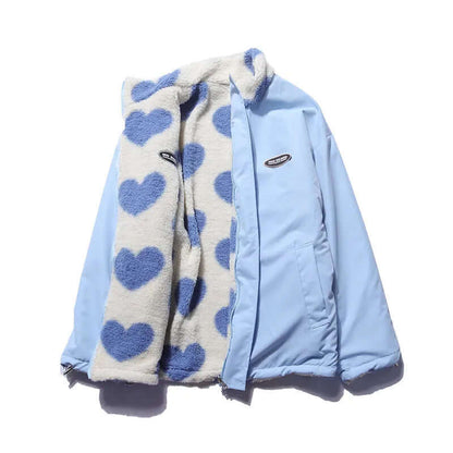 Warm Fleece Lined Heart Pattern Coat