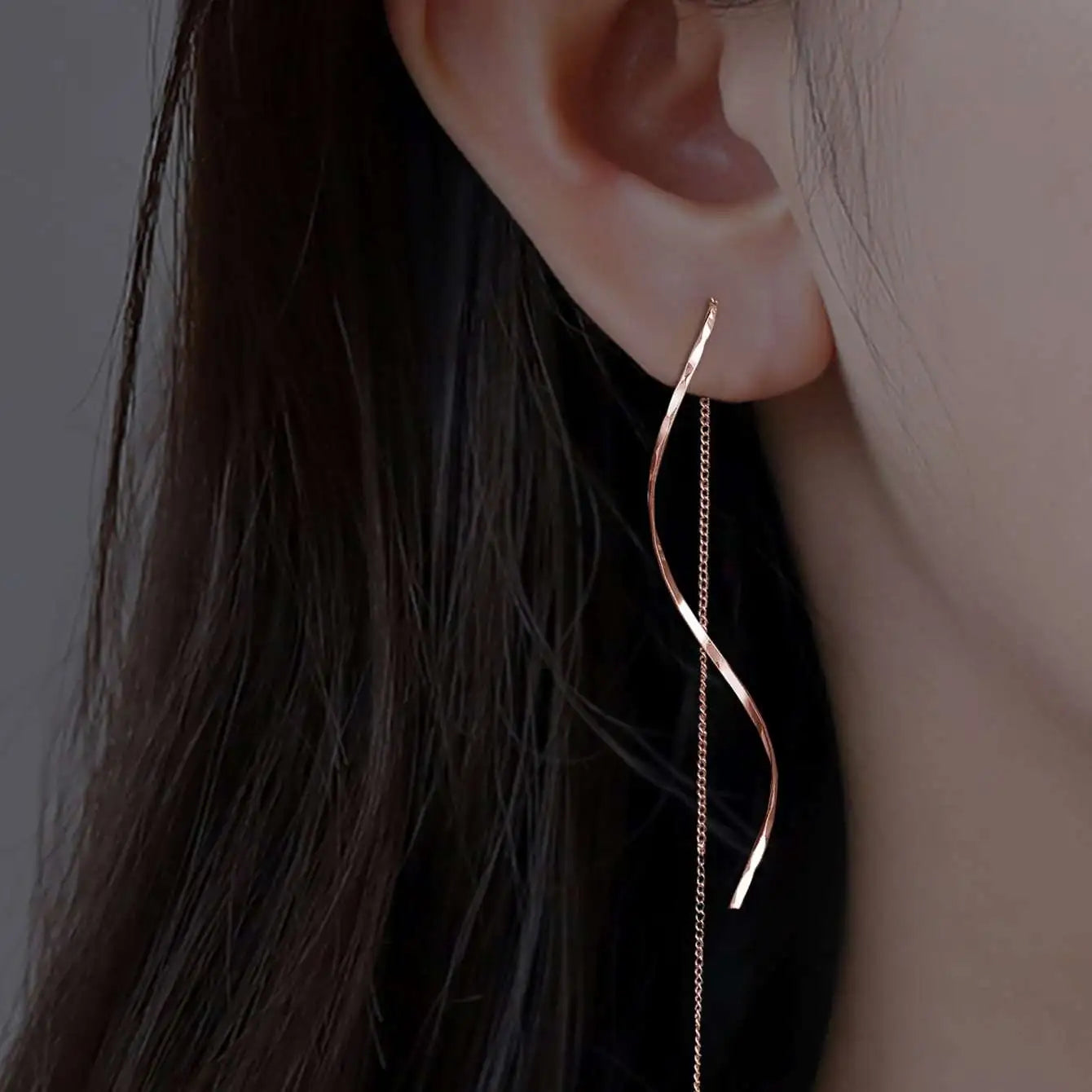 Dangling Wave Drop Earrings
