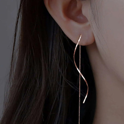 Dangling Wave Drop Earrings