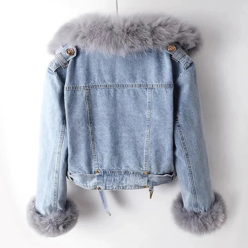 Willow | Faux fur collar denim jacket